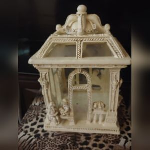 Vintage Resin Greek Roman Pagoda Plant Display Box Mini Greenhouse 12"H